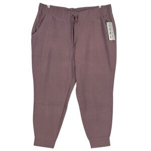 RBX Womens Peach Skin Plum Joggers Plus Size 2X Drawstring-Waist Lightweight NWT